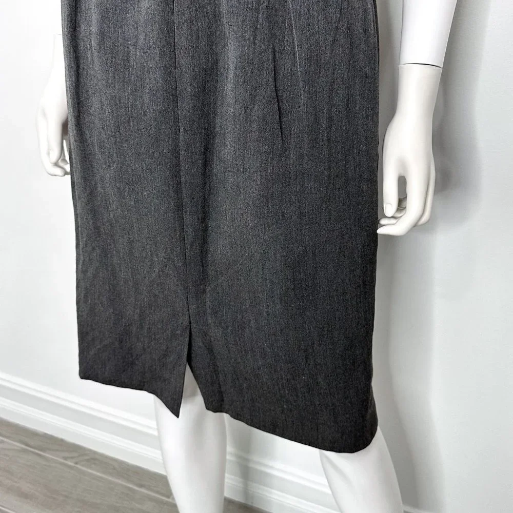 Akris Club Dark Heather Gray Linen Blend Pencil Skirt Women's Size 12